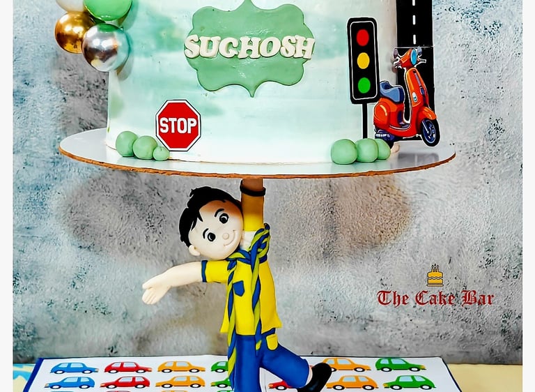 Creative anti-gravity cake with floating design in Bengaluru by home baker