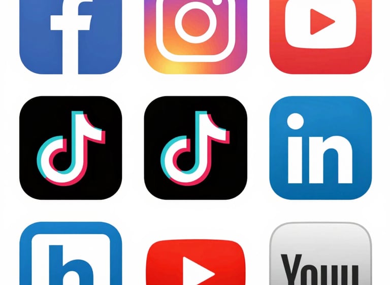 A laptop screen displaying social media analytics with colorful graphs in purple and teal hues