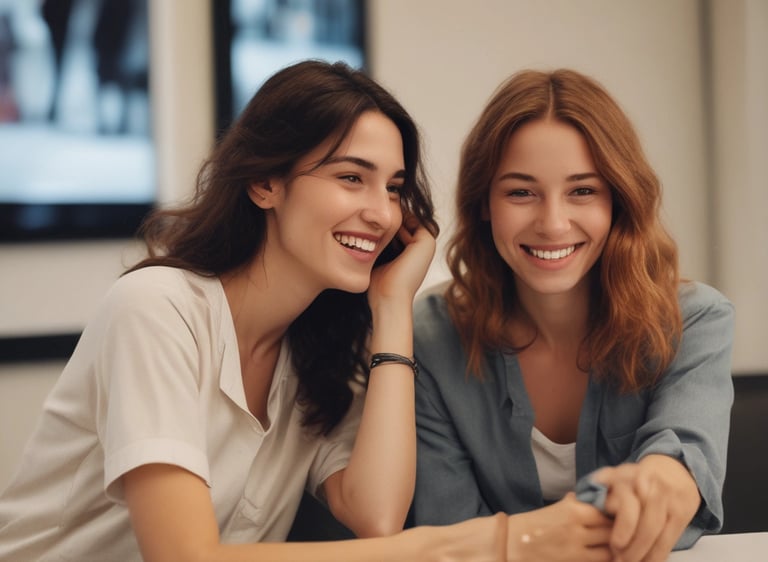 a woman with curly hair wearing headphones