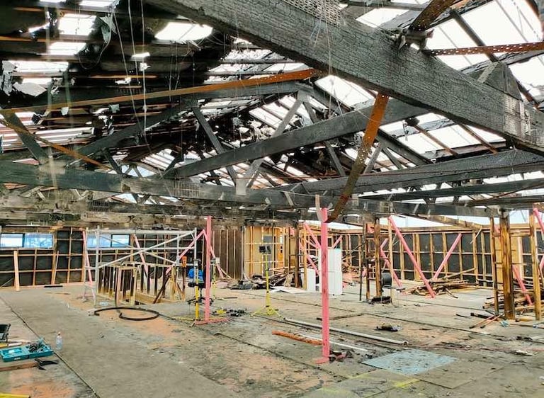 Fire damaged commercial building rebuild - CHR Builders - Mangawhai