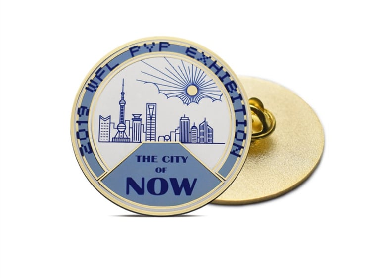 Printed enamel pin with full-color artwork