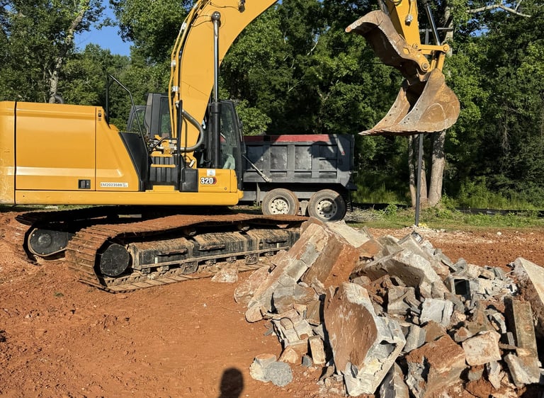 Demolition site with concrete removal