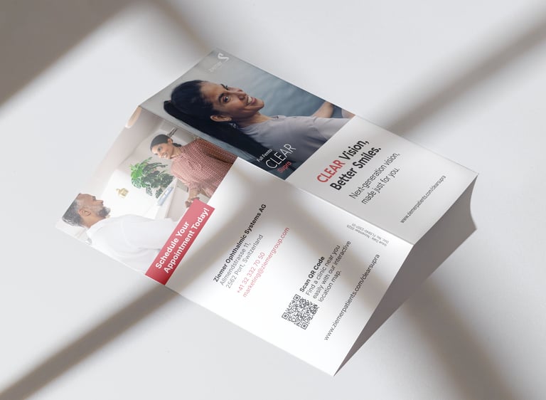Patientenflyer für die Sehkorrektur mit CLEAR von Ziemer.