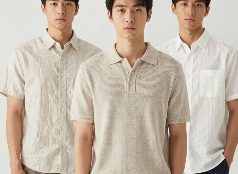 Workers carefully inspecting bulk t-shirts before packaging.