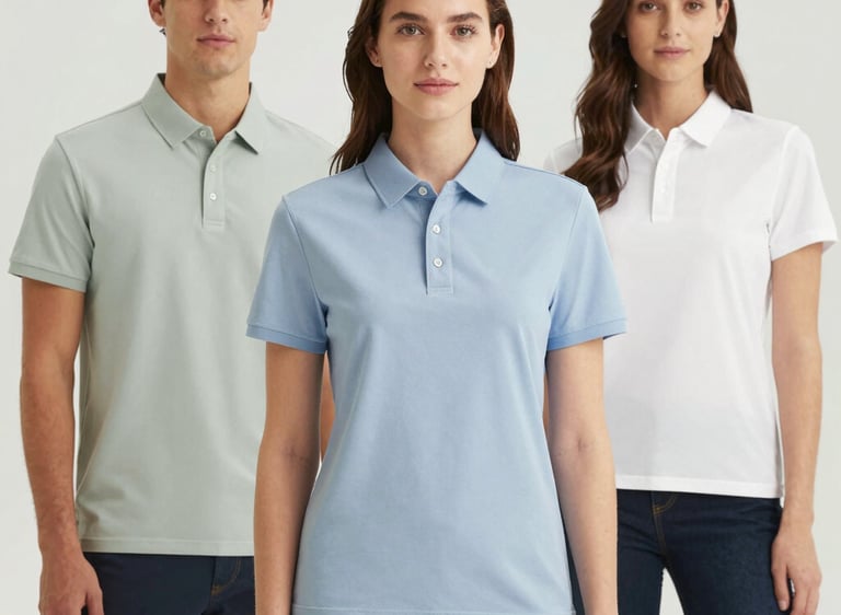 Close-up of a jacquard polo shirt showing detailed woven patterns.