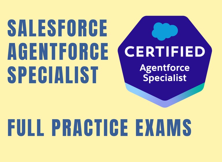 Foto com capa dos simulados de Salesforce Agentforce Specialist