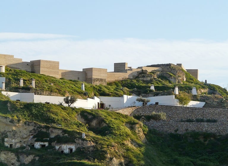Medieval castle and caves that are part of the Medina Nogalte Heritage Complex, in Puerto Lumbreras.