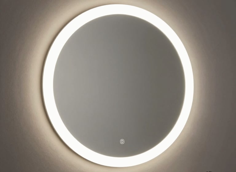 A cozy room illuminated by smart LED lights controlled via a touch sensor switch.