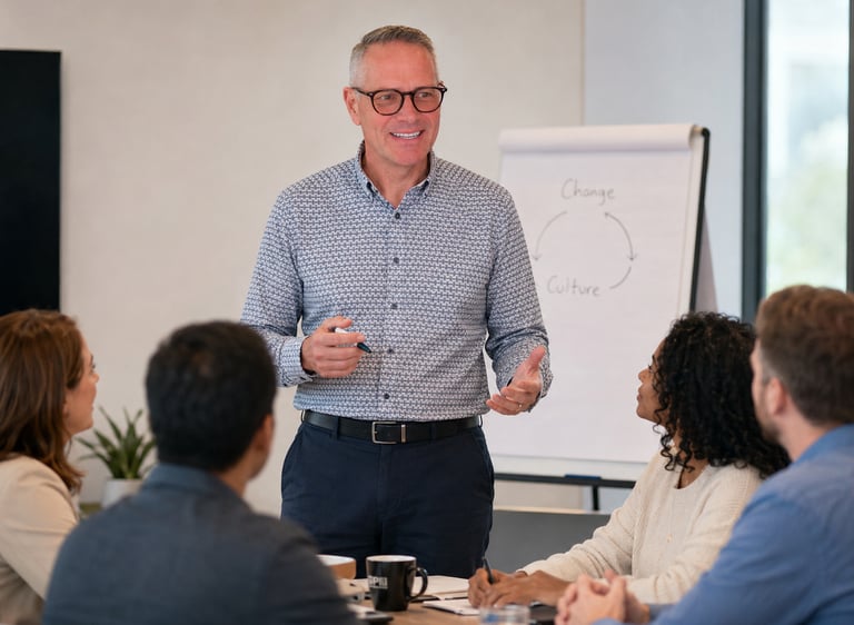 Doug leading a corporate training workshop on organizational change and company culture.