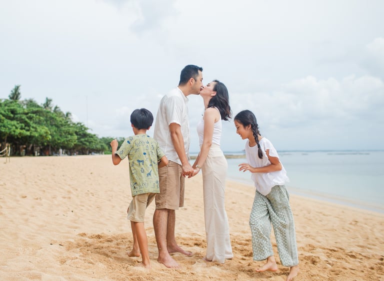 family portrait at beach during Westin Nusa Dua Bali photography session