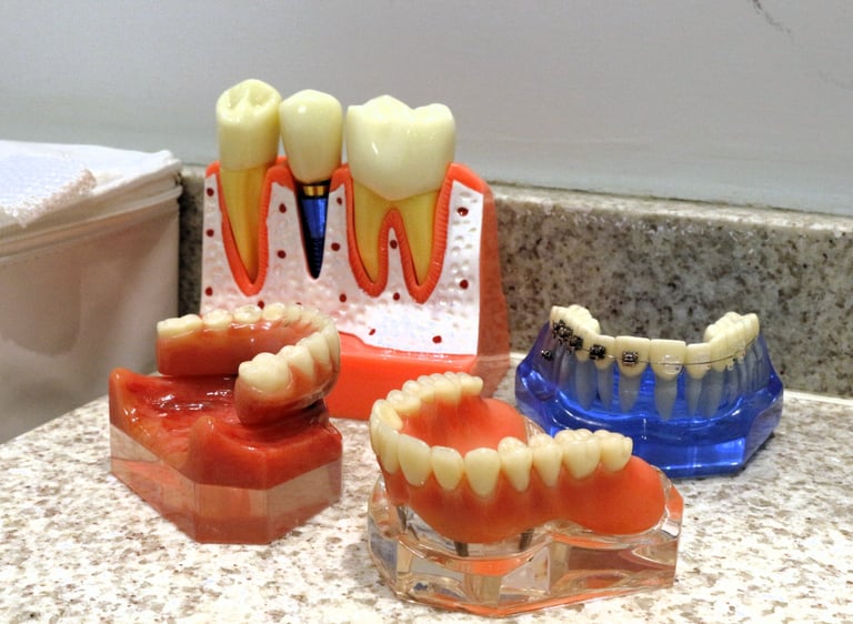 a toothbrush and dental care products on a counter