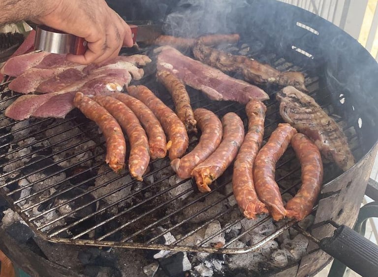 Grilling Sicillian food at hour digital nomad house in Sicily