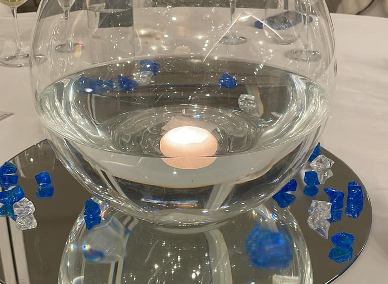 sfera con acqua e candele