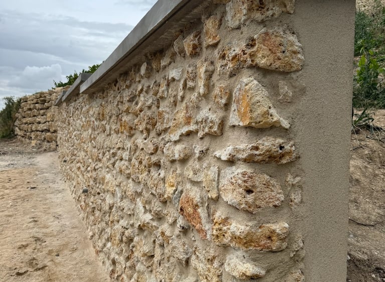Rénovation d'un mur en pierre dans le vignoble champenois, Marne (51)