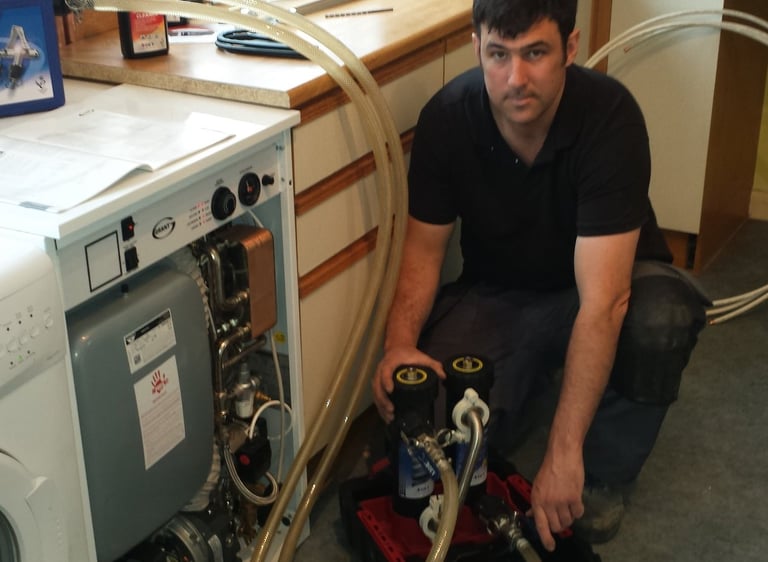 Powerflushing oil boiler in Torrington