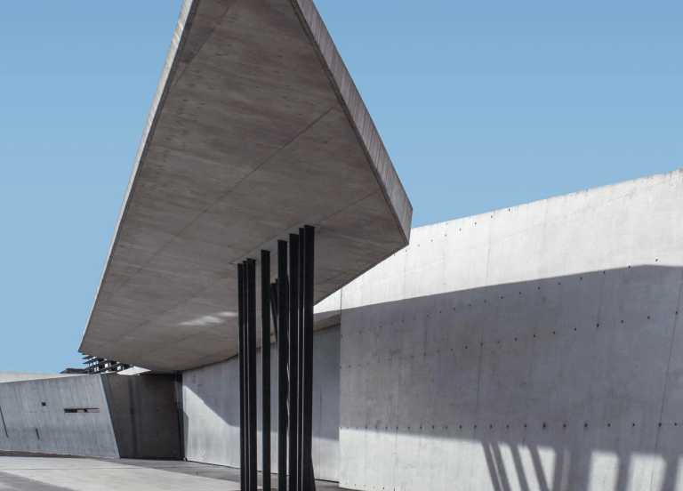 a concrete structure with a large triangular shaped structure