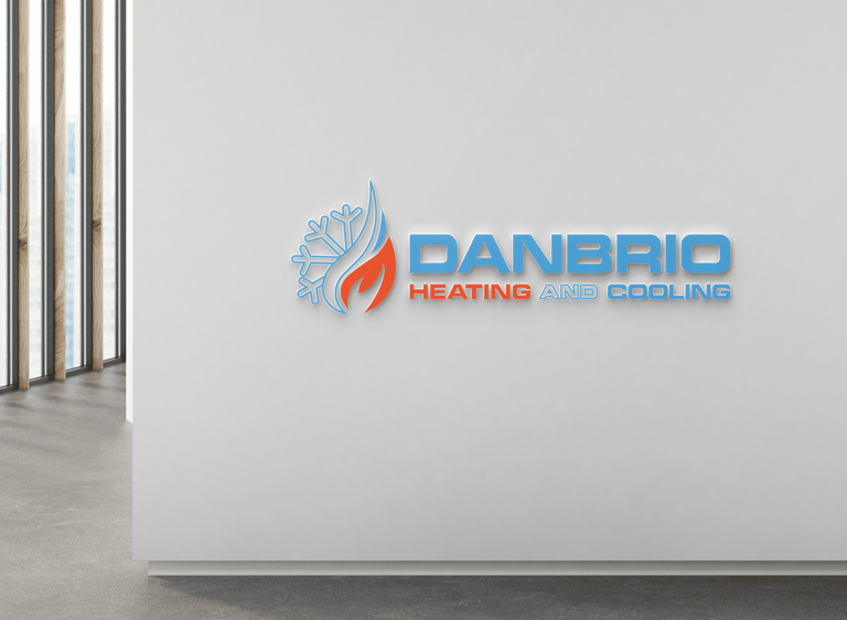 DANBRIO complete logo with symbol on a display at an entrance wall in a rendered photo