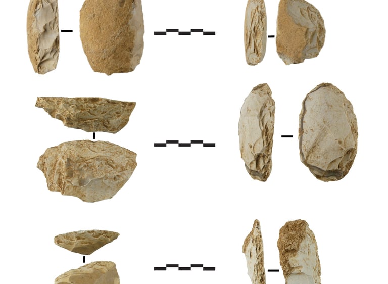 Photographies d'outils en silex de l'abri du Maras