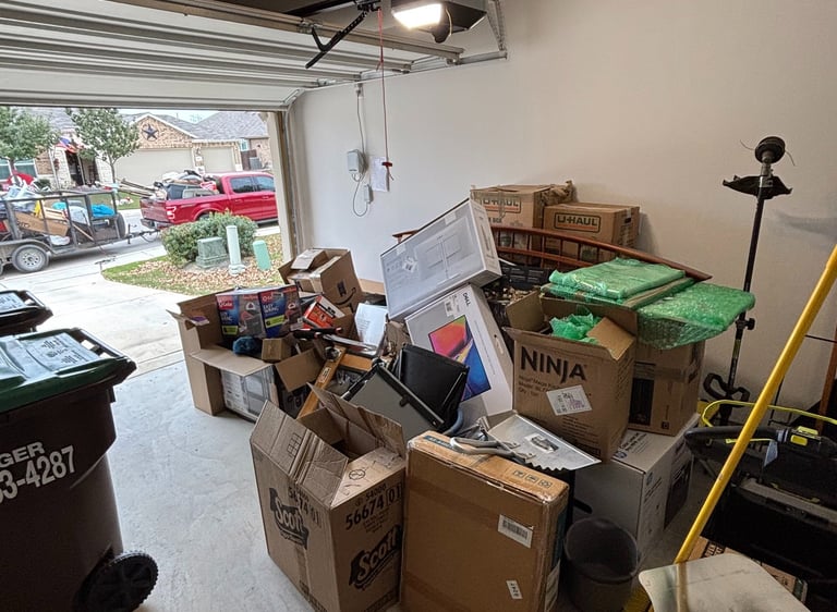 Garage full of junk in need of Razorbill Junk Removal