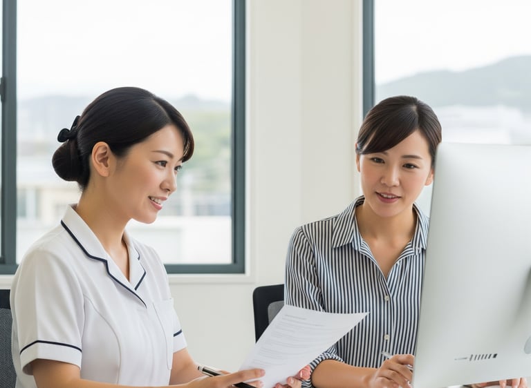 Discussion on Nursing career consulting in front of PC