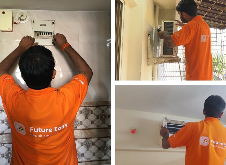 Technician performing home repair services