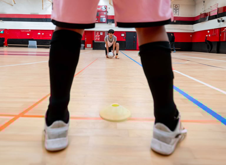 Young MVB FC soccer student training indoor in Mississauga