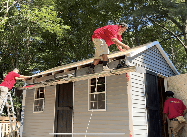 Imperial Custom Sheds in-house crew building a custom shed on-site — no subcontractors used
