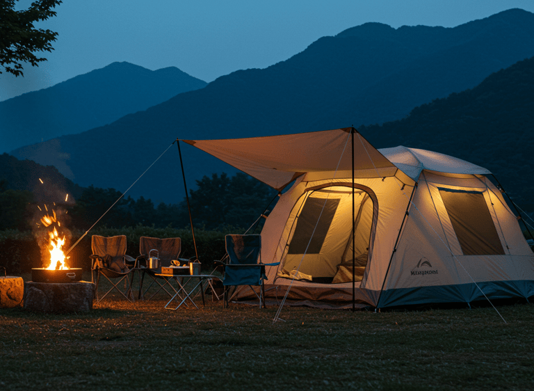 Versatile camping tent in diverse landscapes, highlighting best camping tent for all weather conditi