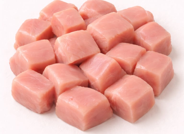 Boneless chicken cubes diced breast export grade