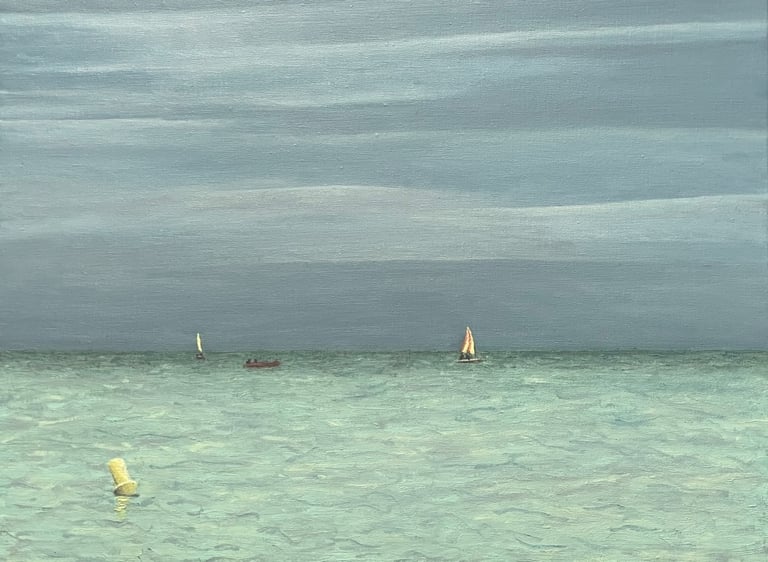 Tableau peinture à l'huile - Voile à Veules les Roses