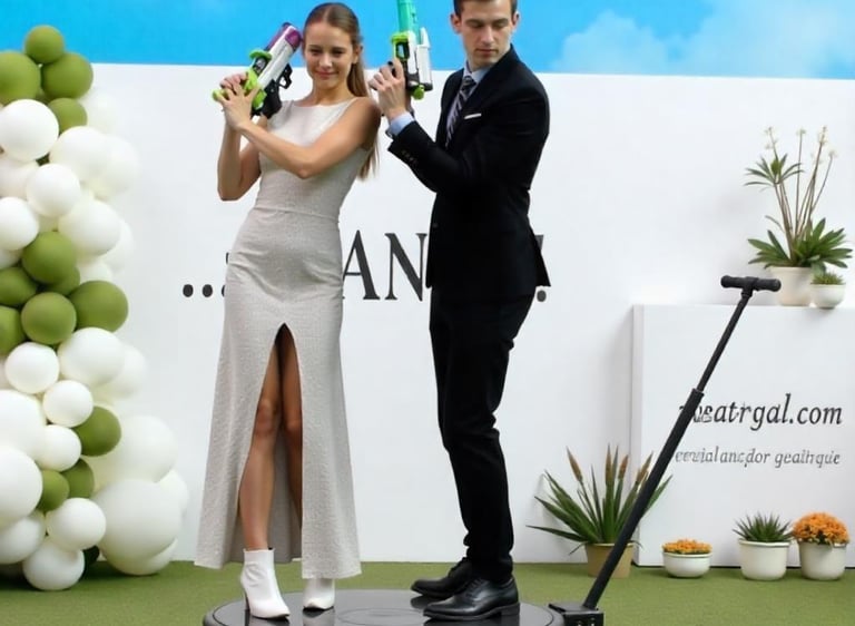 Outdoor 360 photo booth setup for Bakersfield summer celebration