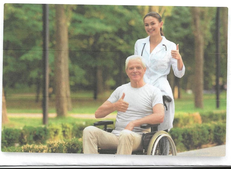 a nurse and a patient in a wheelchair