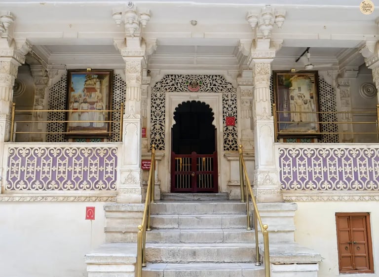 Coronation courtyard called Rajya Angan inside Udaipur City Palace.