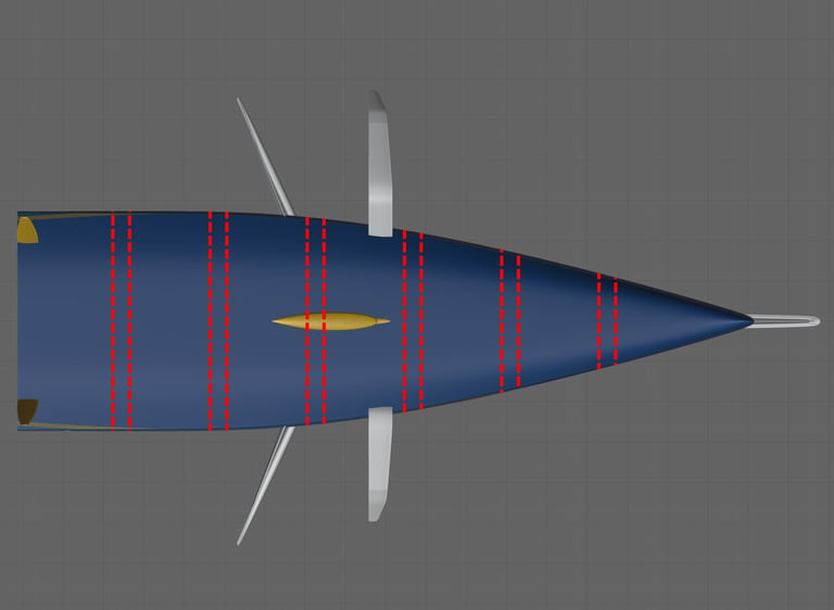 Zone B Testing - showing internal bulkhead areas for testing
