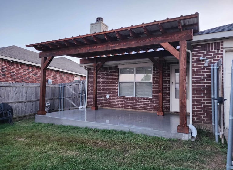 Red Wood Pergola in a Brick House