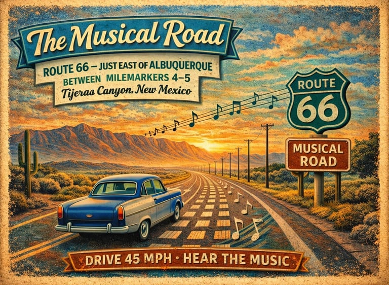musical road on route 66 postcard
