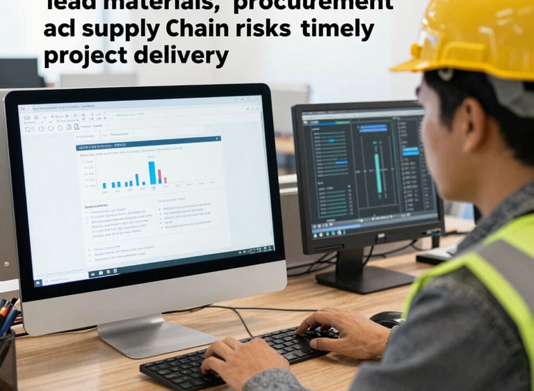 A project manager reviewing a detailed construction schedule on a large screen.