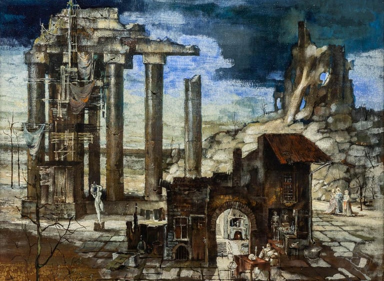 Tableau de René Hansoul "L'alchimiste"