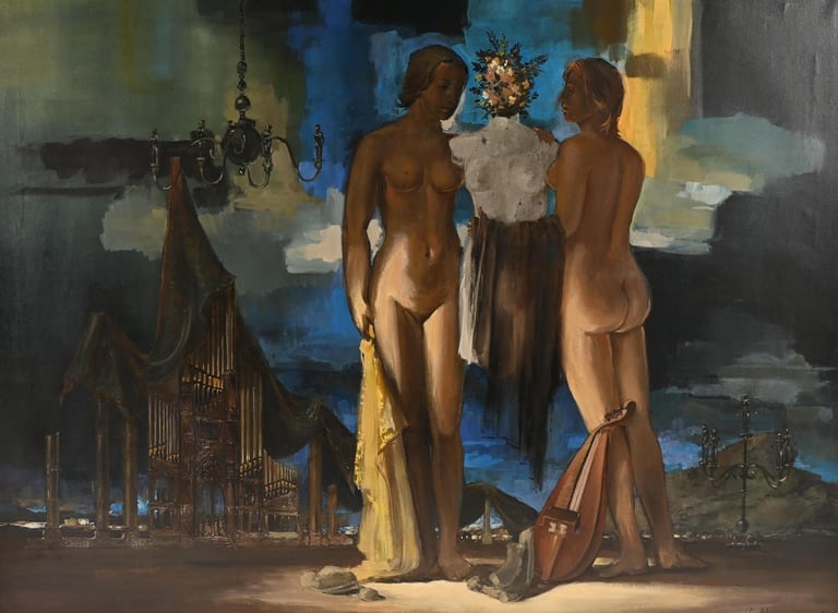 Tableau de René Hansoul "les Muses"