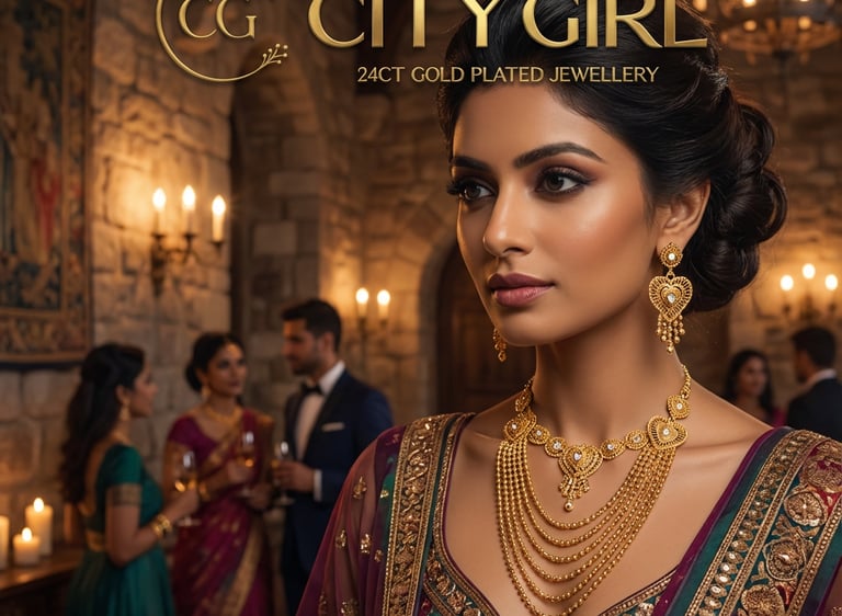 Gold Palted Bridal Collection Necklace Jewellery Set for Women  - City Girl Jewellery