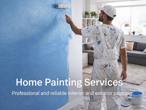 a professional painter painting a wall in a home
