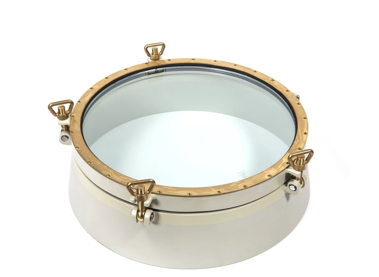 Extra Large 600mm opening porthole Steel and brass