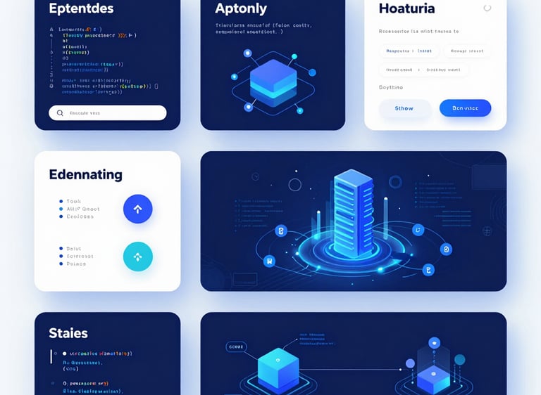 Screenshot of a sleek, modern website designed for a tech startup with clean lines and blue gradients.