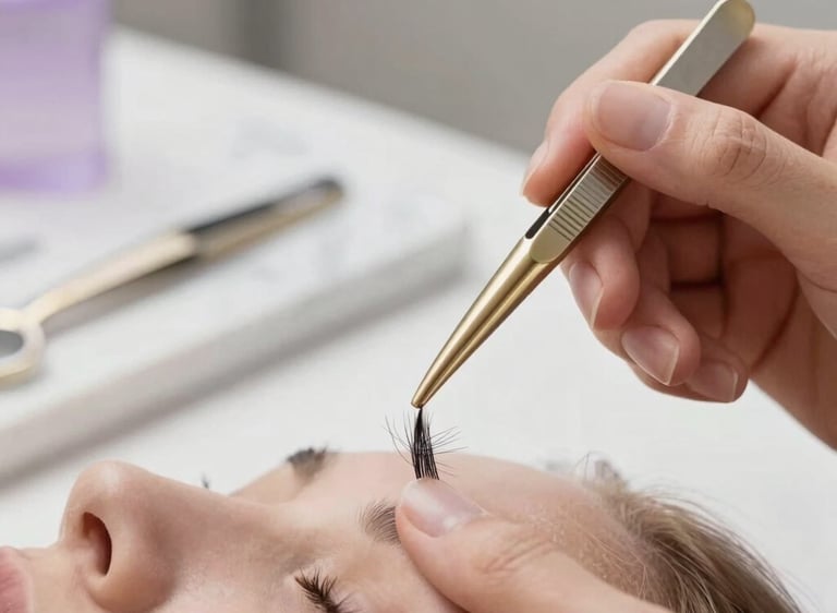 A serene close-up of a softly glowing phoenix feather resting on a smooth lavender background.