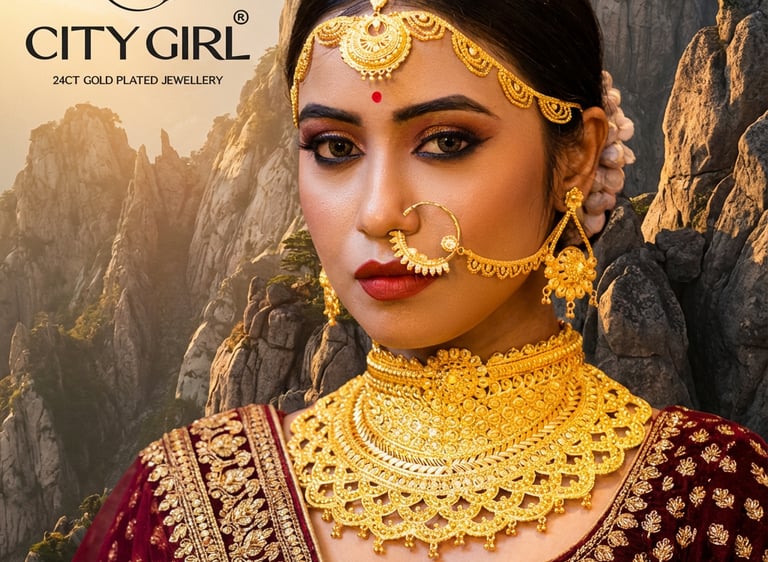 City Girl Jewellery 18Carat Gold Plated Bridal Set