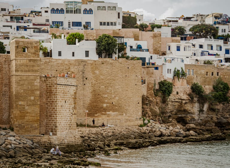 Historic kasbah and coastline in Rabat during 3-day Rabat and Meknes tour