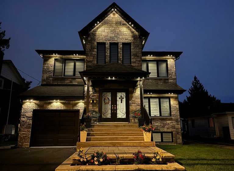 MyLites permanent outdoor lighting on residential home