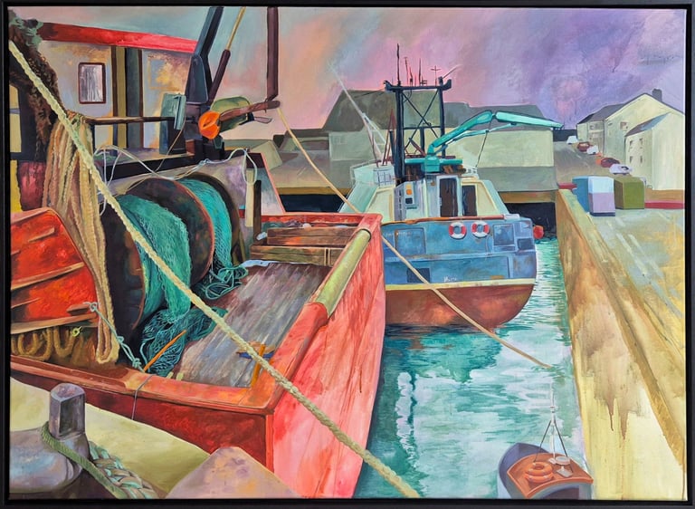 "Am Hafen"-Öl auf Leinwand-Gemälde von 2025-Jasmin Roßmann