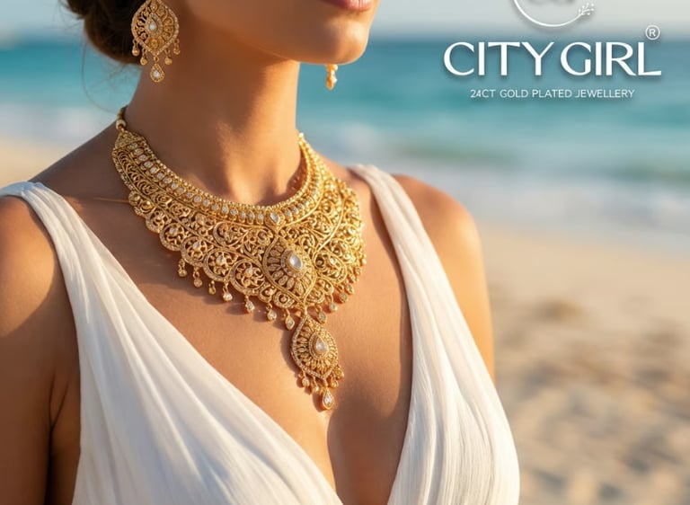 City Girl Gold 18Carat Gold Plated Bridal Jewellery Cocktail Party Set