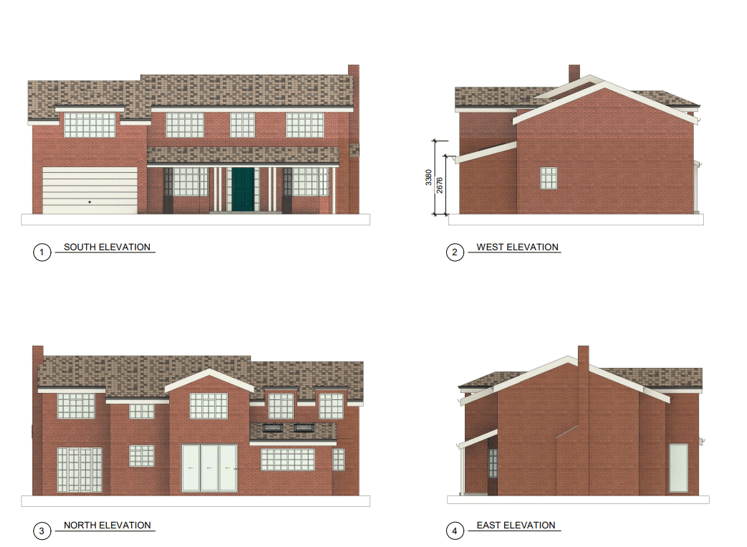 2D proposed elevations for a kitchen extension
